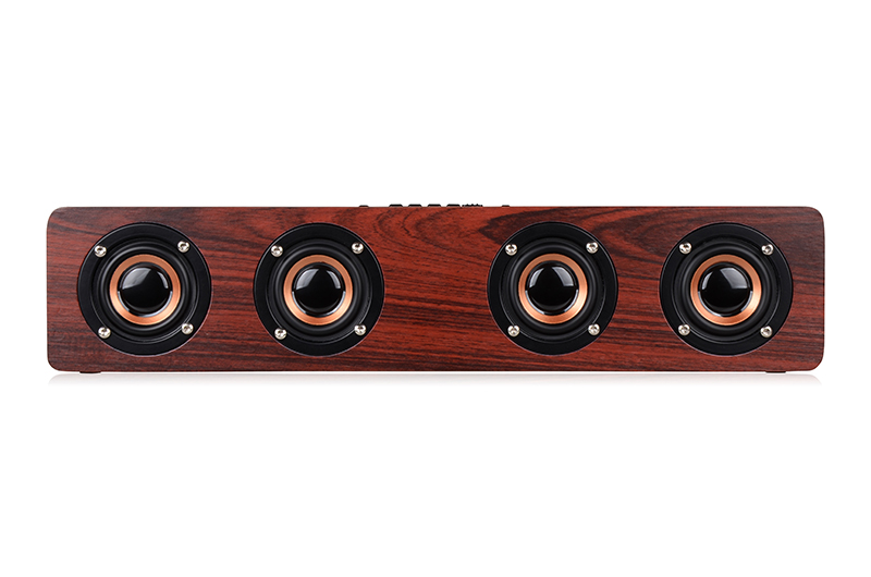 Subwoofer Brown Wooden Wireless Speaker for 5.2 10M Range IPX1 Waterproof Wireless Charging Connects TV